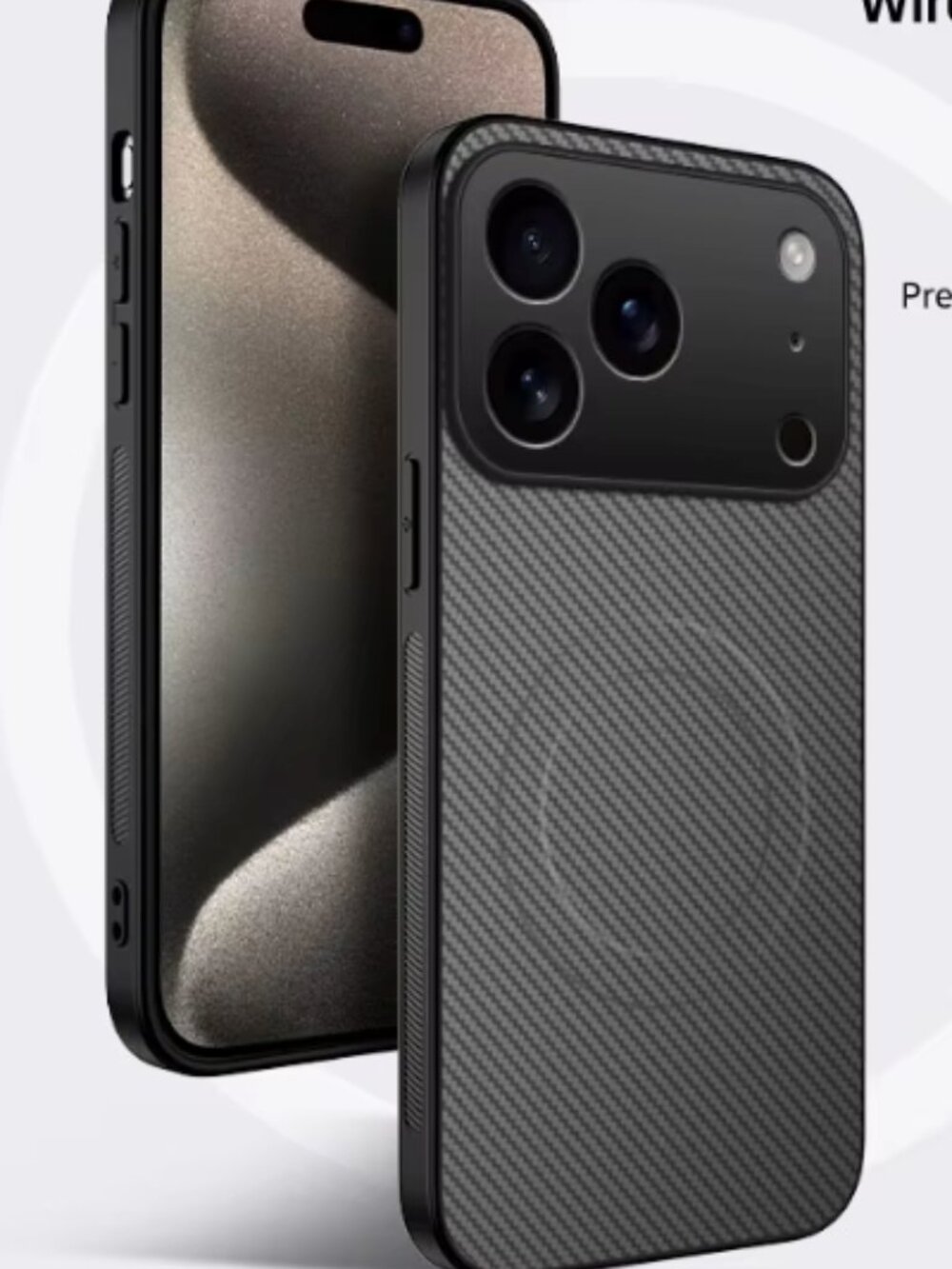 iPhone 17 Pro Max Carbon Fiber Case Magnetic Slim Bumper Hard Back Shockproof
